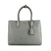 Bolso de mano Prada Shopping en avestruz azul gris - 360 thumbnail