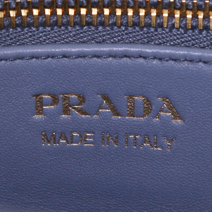 Sac à main Prada Shopping en autruche bleu-gris - Detail D4