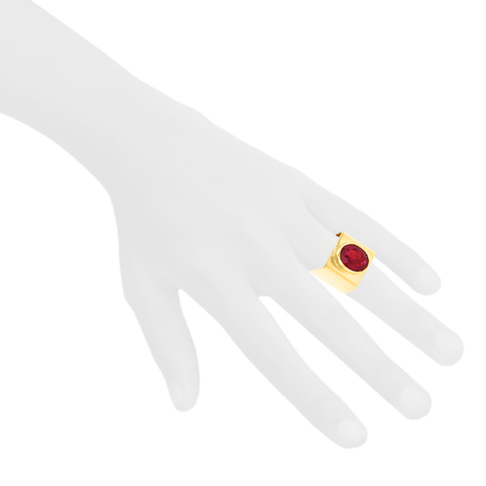 Anello geometrico Cartier Dinh Van in oro giallo e rubellite - Detail D2