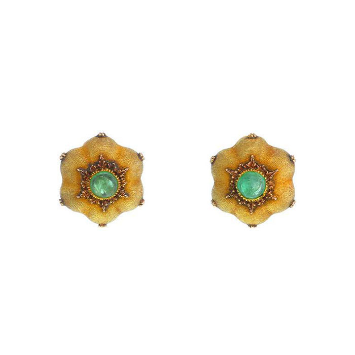 Buccellati earrings in yellow gold and emerald - 00pp