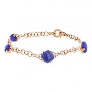 Pomellato Capri bracelet in pink gold,  rock crystal and lapis-lazuli