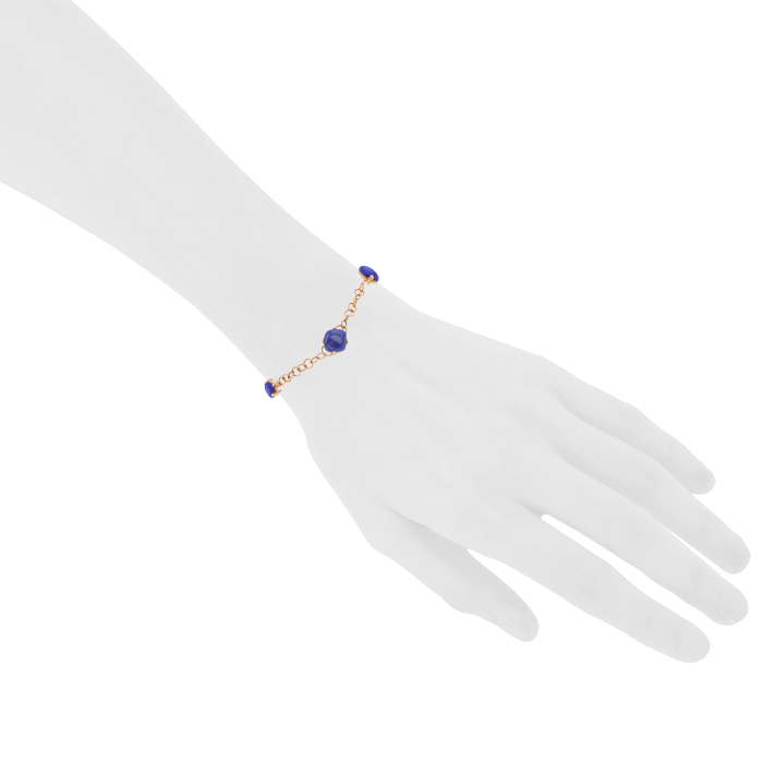 Bracelet Pomellato Capri en or rose,  cristal de roche et lapis-lazuli - Detail D1