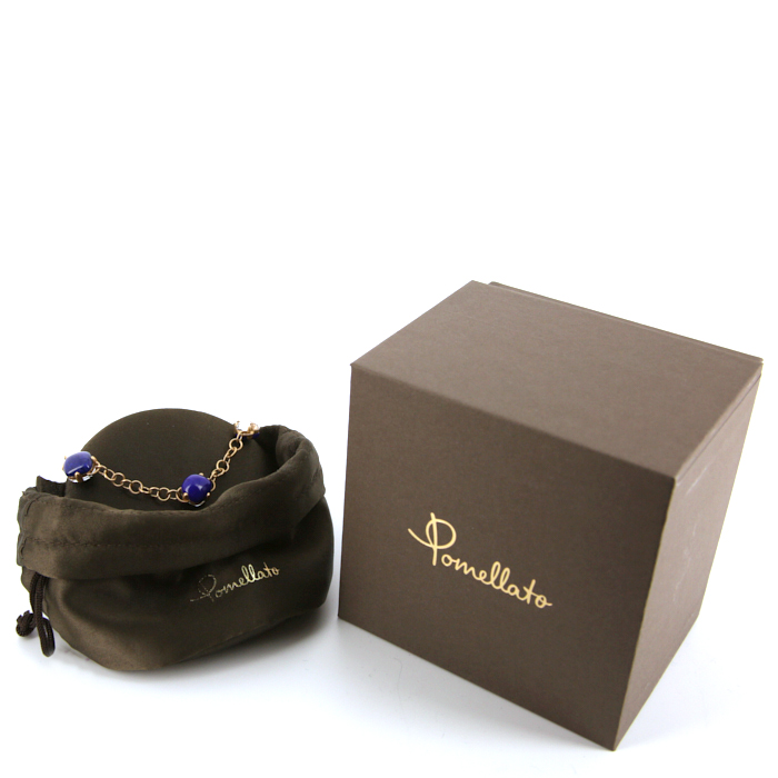 Bracelet Pomellato Capri en or rose,  cristal de roche et lapis-lazuli - Detail D2