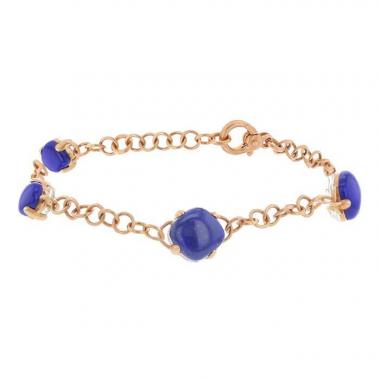 Pomellato Capri bracelet in pink gold,  rock crystal and lapis-lazuli
