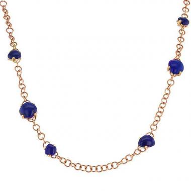 Collana lunga Pomellato Capri in oro rosa,  lapislazzuli e cristallo di rocca