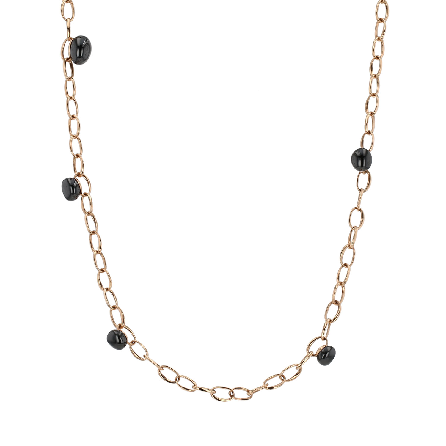 Collana lunga Pomellato Capri in oro rosa,  ceramica nera e zaffiro - Detail D2