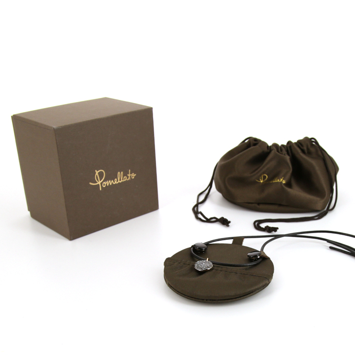Pomellato Sabbia small model pendant in blackened gold, pink gold and diamonds - Detail D2
