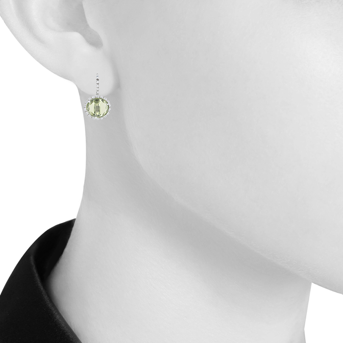 Pomellato Colpo Di Fulmine earrings in white gold,  peridots and diamonds - Detail D1
