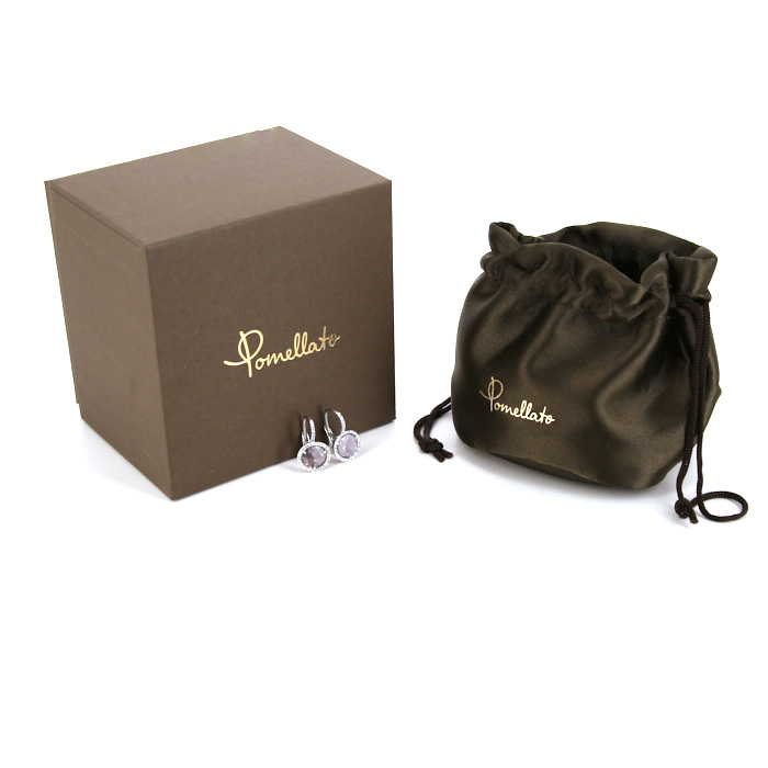 Pomellato Colpo Di Fulmine earrings in white gold,  amethysts and diamonds - Detail D2