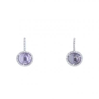 Paire de boucles d'oreilles Pomellato Colpo Di Fulmine en or blanc,  améthystes et diamants