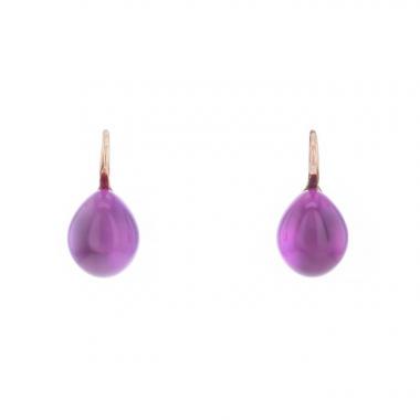 Paire de boucles d'oreilles Pomellato Rouge Passion en or rose 9 carats et saphirs synthétiques roses