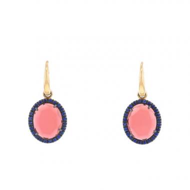 Paire de boucles d'oreilles Pomellato Colpo Di Fulmine en or rose,  grenats et saphirs