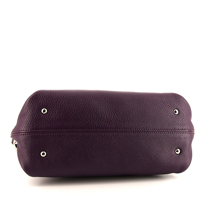 Sac bandoulière Salvatore Ferragamo Sofia en cuir grainé violet - Detail D5