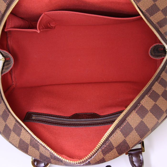 Borsa Louis Vuitton Nolita in tela a scacchi ebana e pelle marrone - Detail D2