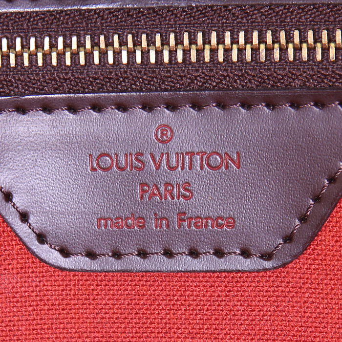 Borsa Louis Vuitton Nolita in tela a scacchi ebana e pelle marrone - Detail D3
