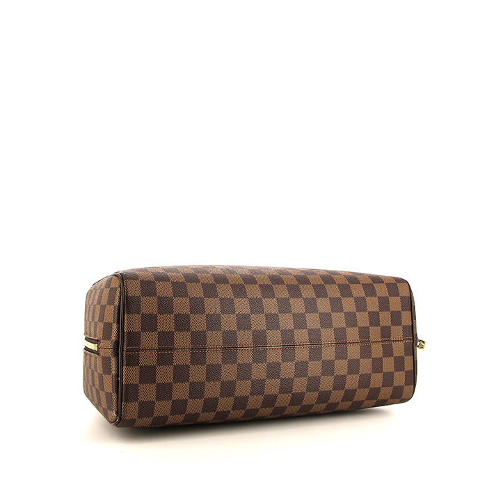 Borsa Louis Vuitton Nolita in tela a scacchi ebana e pelle marrone - Detail D4