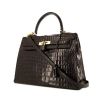 Hermes Kelly 32 cm handbag in brown crocodile - 00pp thumbnail