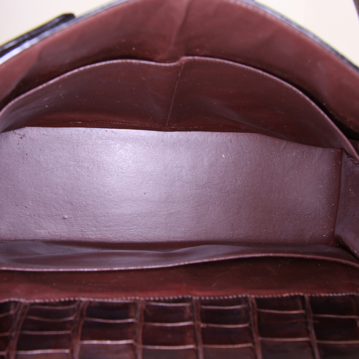 Hermes Kelly 32 cm handbag in brown crocodile - Detail D3