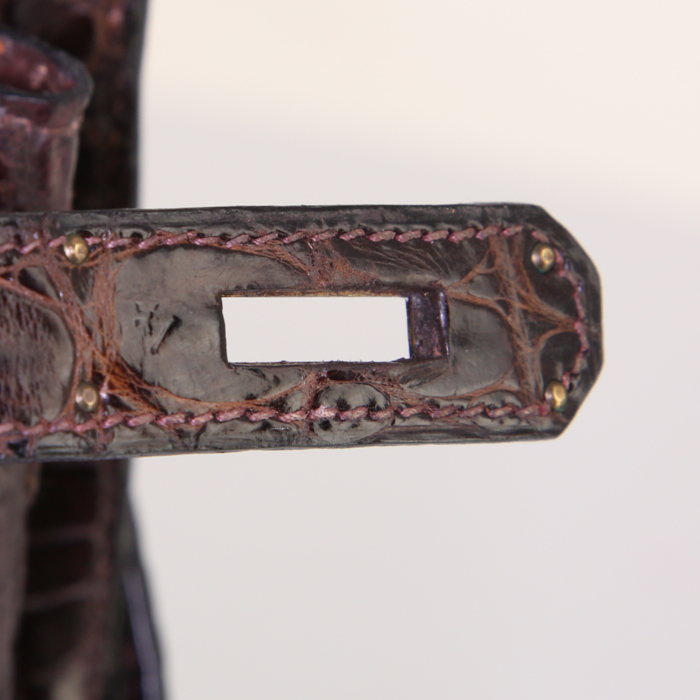 Hermes Kelly 32 cm handbag in brown crocodile - Detail D6
