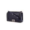 Chanel Boy handbag in blue quilted leather - 00pp thumbnail