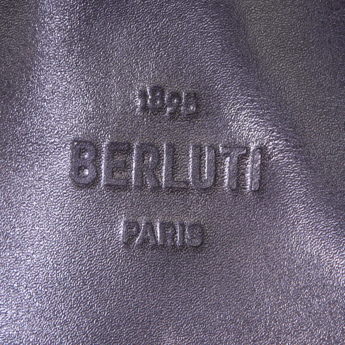 Bolsa de viaje Berluti Deux jours en cuero degradado gris - Detail D4
