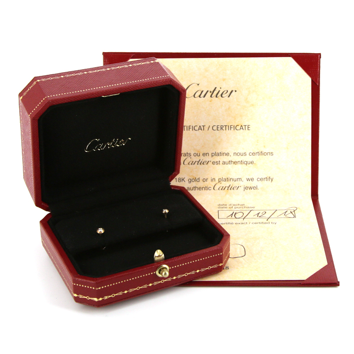 Paire de puces d'oreilles Cartier Diamants Légers XS en or jaune et diamants - Detail D2