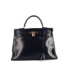 Hermès  Kelly 35 cm handbag  in navy blue box leather - 360 thumbnail