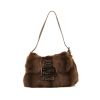 Fendi  Big mama handbag  in brown synthetic furr  and brown python - 360 thumbnail