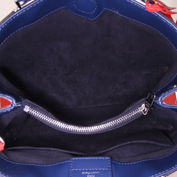 Borsa Louis Vuitton Kleber modello piccolo in pelle Epi rossa e pelle blu - Detail D3