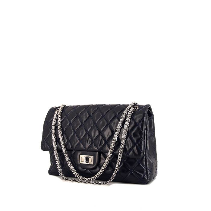 Chanel 2.55 handbag in navy blue quilted leather - 00pp
