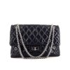 Chanel 2.55 handbag in navy blue quilted leather - 360 thumbnail