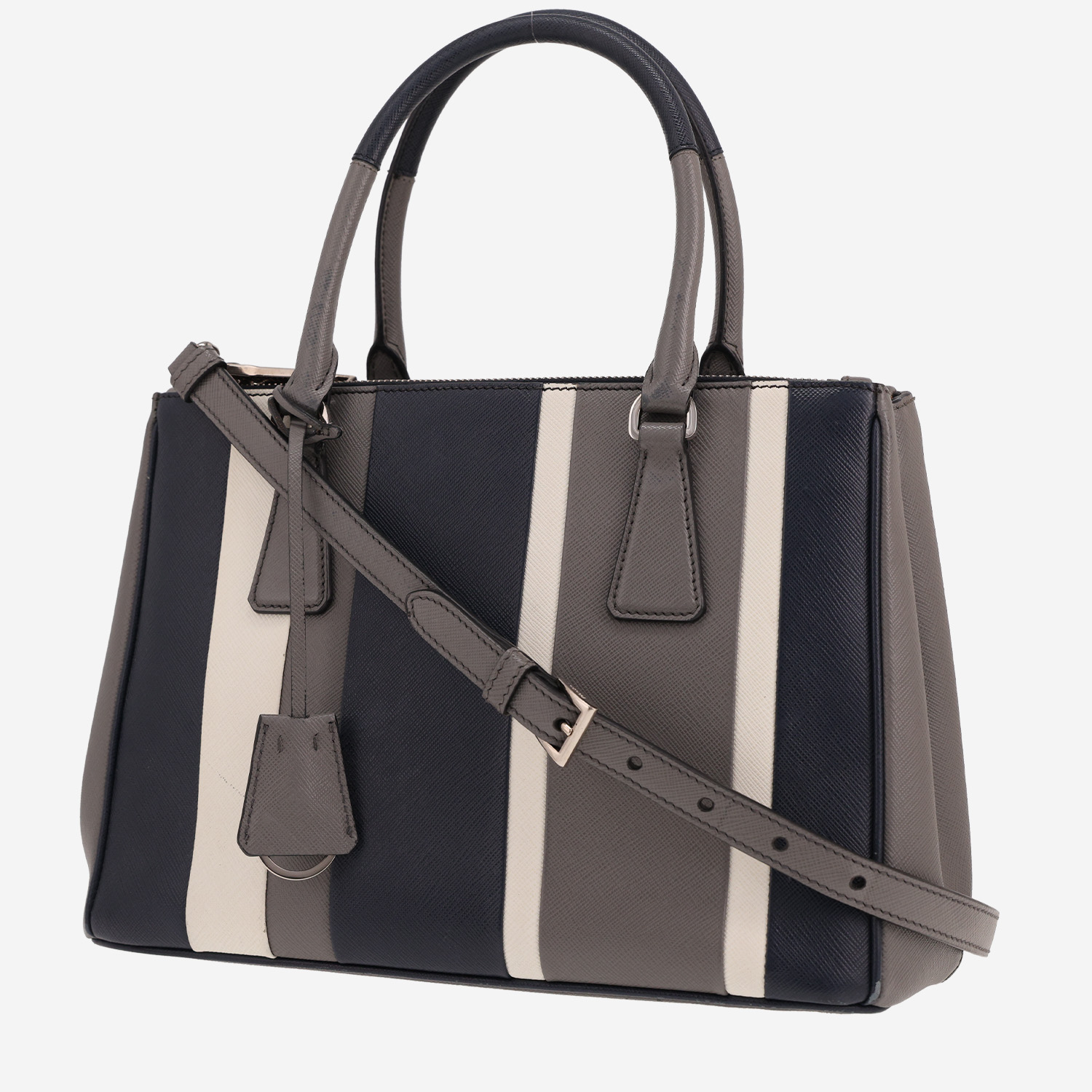 Prada Galleria medium model handbag in blue, white and grey leather saffiano