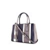 Bolso de mano Prada  Galleria modelo mediano  en cuero saffiano azul blanco y gris - 00pp thumbnail