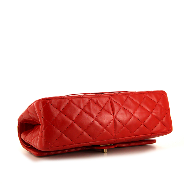 Sac à main Chanel 2.55 en cuir matelassé rouge - Detail D5
