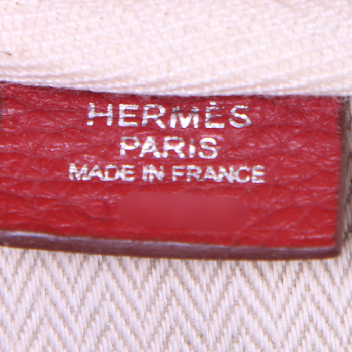 Sac à main Hermès en cuir taurillon clémence rouge Garance - Detail D3