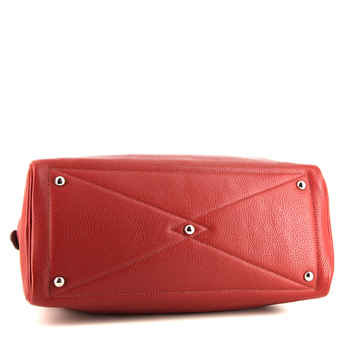Sac à main Hermès en cuir taurillon clémence rouge Garance - Detail D4