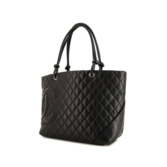 Chanel Cambon shopping bag in black quilted leather - 00pp
