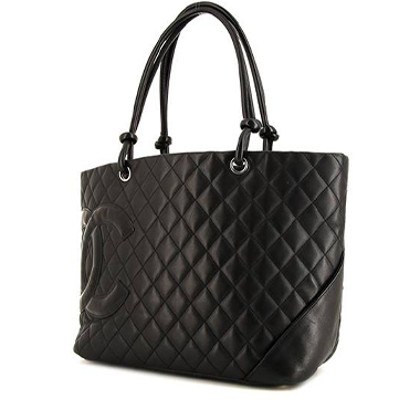 Chanel Cambon Line Boston Tote Bag Shoulder Pink Leather Black