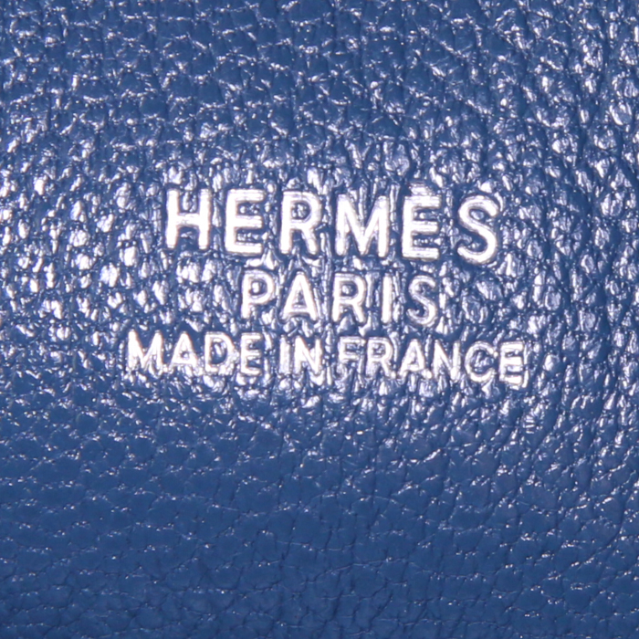 Hermes Plume small model handbag in Bleu Thalassa box leather - Detail D3