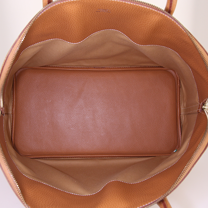 Sac de voyage Hermès Bolide 45 cm en cuir Ardenne gold - Detail D2