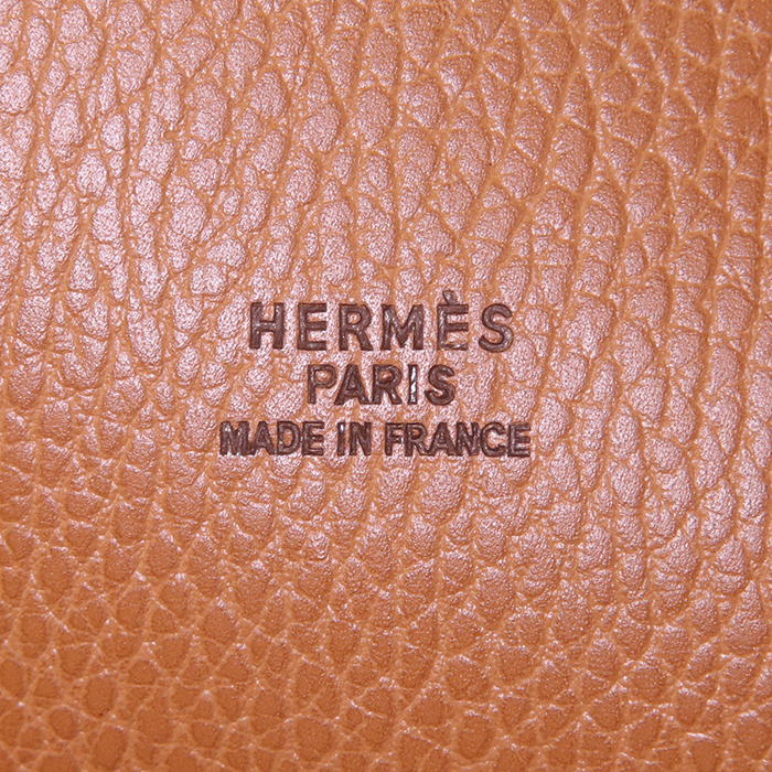 Borsa da viaggio Hermès Bolide 45 cm in pelle Ardenne gold - Detail D3