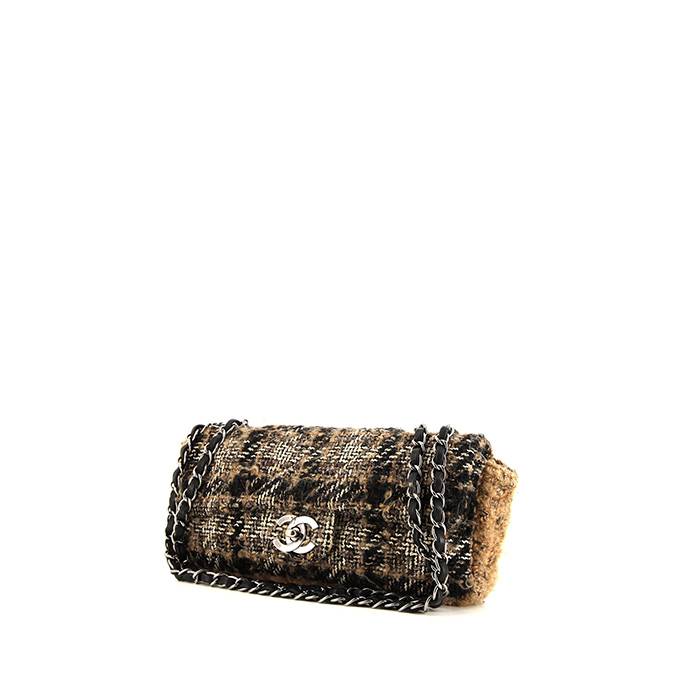 Chanel Baguette handbag in beige, black and brown tweed - 00pp