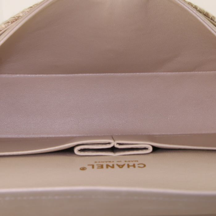 Borsa Chanel Timeless in tweed beige e pelle beige - Detail D3