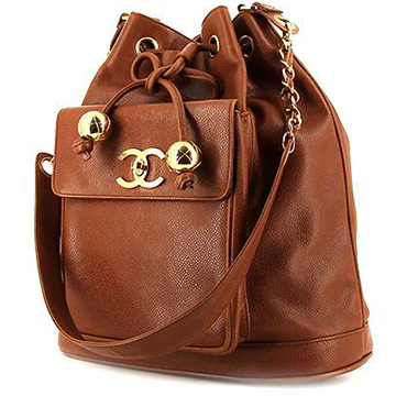 Sac à main Chanel Vintage Shopping en cuir grainé marron