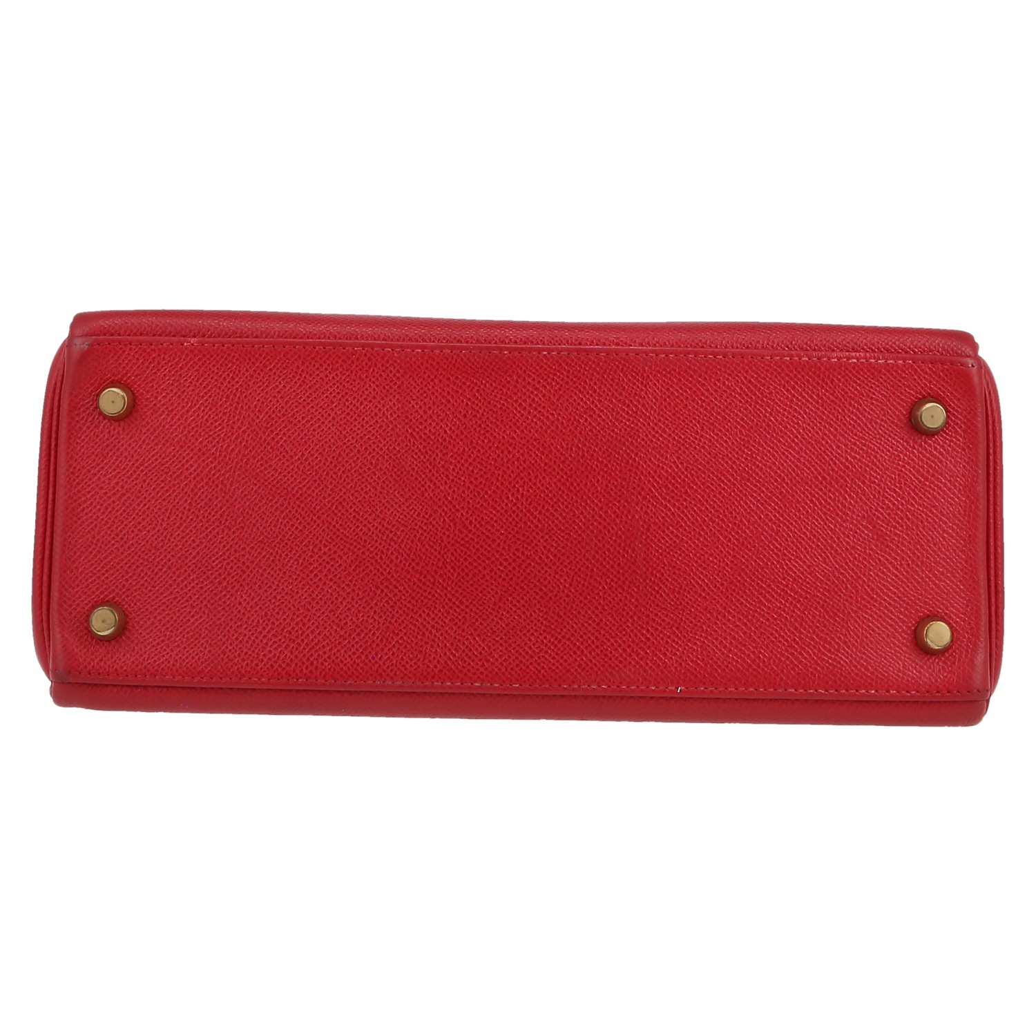 Hermès  Kelly 28 cm handbag  in red Courchevel leather - Detail D1