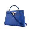 Hermes Kelly 32 cm handbag in blue epsom leather - 00pp thumbnail
