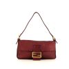 Fendi Baguette handbag in burgundy glittering leather - 360 thumbnail