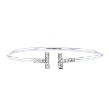 Bracciale aperto Tiffany 
Co Wire in oro bianco e diamanti Bracciale aperto Tiffany 
Co Wire in oro bianco e diamanti