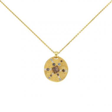 Collier De Beers Talisman en or jaune, diamants et diamant brut brun