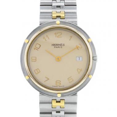 Montre Hermès Olympia en acier et plaqué or Vers  1990